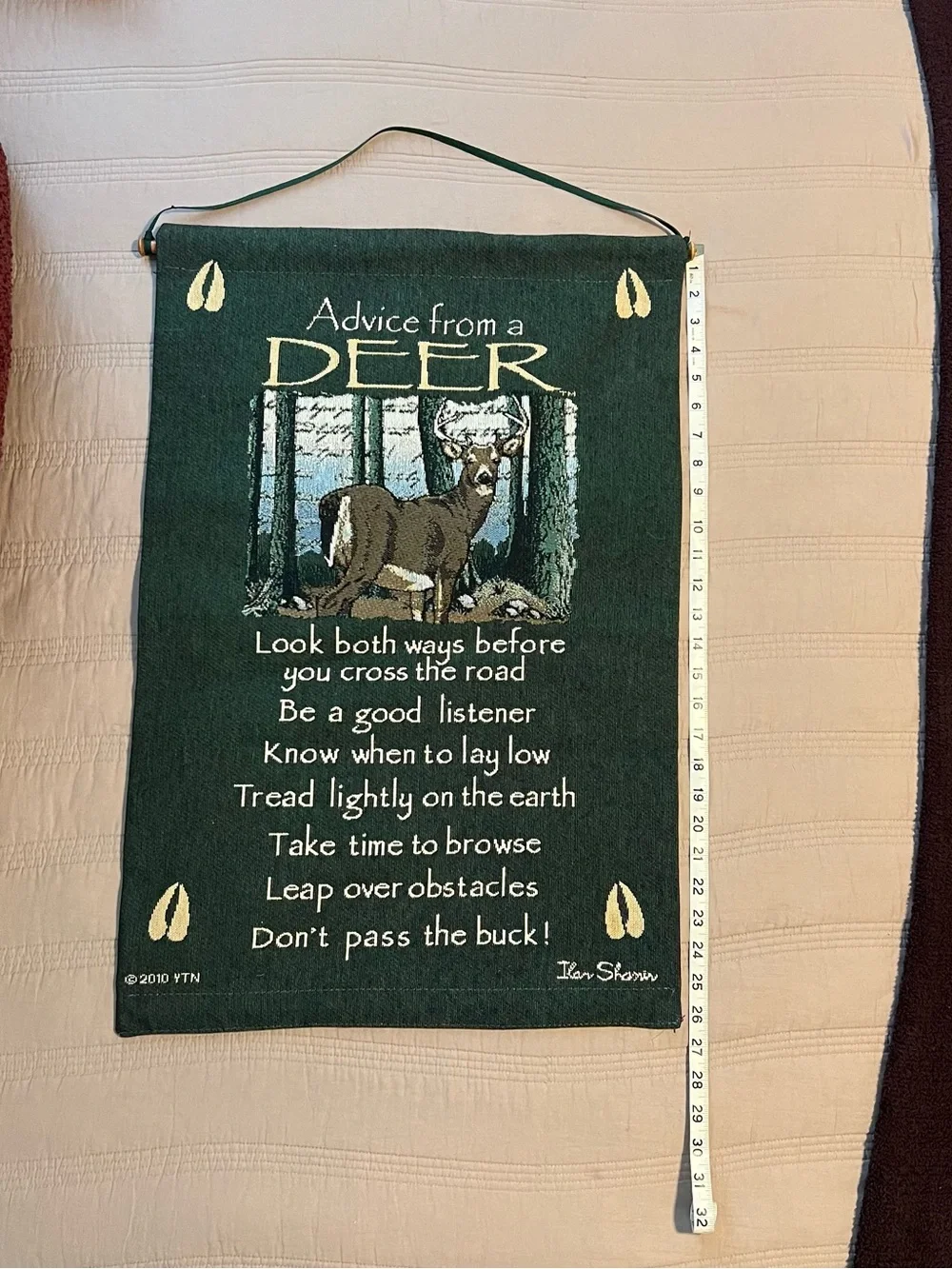 Advice from a Deer Wall Hanging Tapestry Forest Green Your True Nature 2011